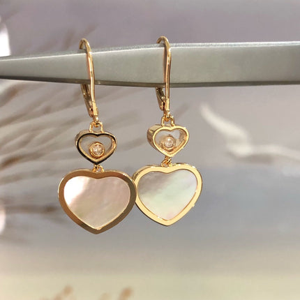 HAPPY HEART PINK GOLD MOP EARRINGS