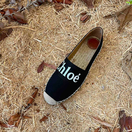 CHLOÉ 26S ESPADRILLE LOAFERS IN BLACK CANVAS