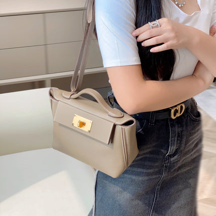 MINI 24/24 21CM IN TOGO ETOUPE EVERCOLOR CALFSKIN GOLD KELLY BUCKLE