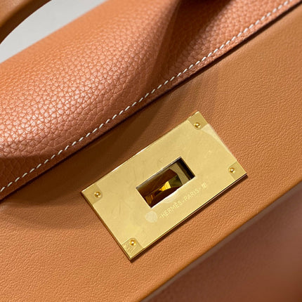HM 26S 24/24 29CM IN ORANGE EVERCOLOR CALFSKIN GOLD KELLY BUCKLE