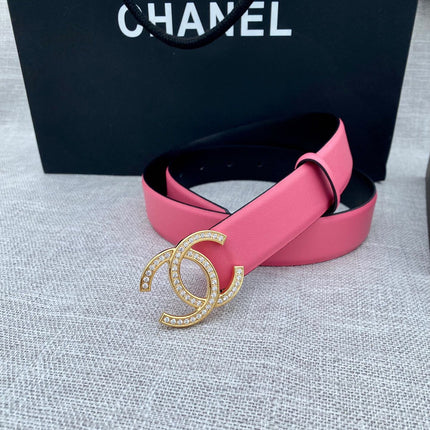 CHANEL 26S BELT 30 MM IN PINK CALFSKIN WITH GOLD HARDWARE 661514