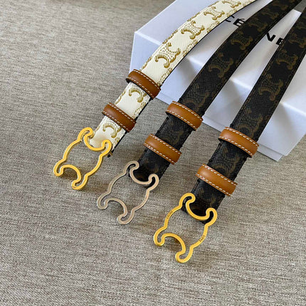 CL logo Cut-out Belt 25mm Black Tan Triomphe Canvas Shw