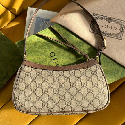 OPHIDIA GG SMALL 25 HANDBAG BEIGE AND EBONY SUPREME CANVAS