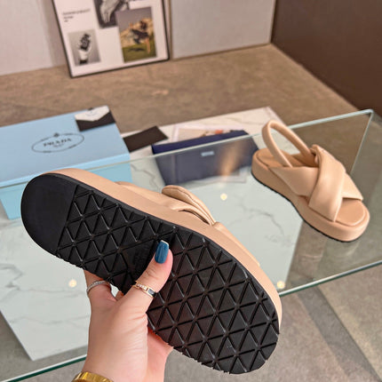 PRA PADDED NAPPA CRISSCROSS SANDALS TUSCAN LAMBSKIN