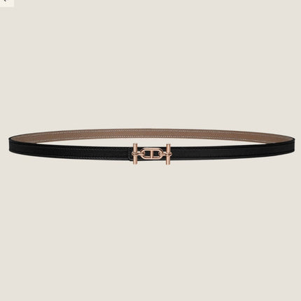 HM ANCRE BUCKLE & REVERSIBLE BLACK AND KHAKI BROWN LEATHER STRAP 13MM COPPER HARDWARE