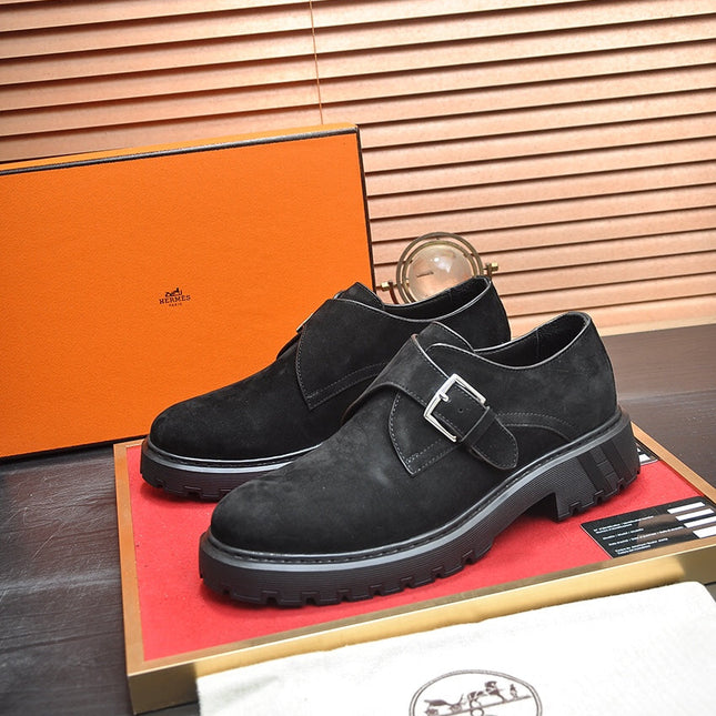 HM MONK STRAP BLACK SUEDE