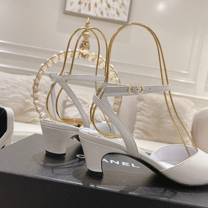 high slingbacks white black lambskin grosgrain