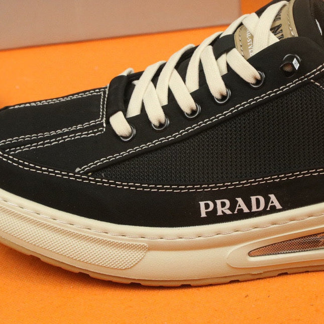 PRA SNEAKER IN BLACK MIX WHITE MESH FABRIC AND SUEDE