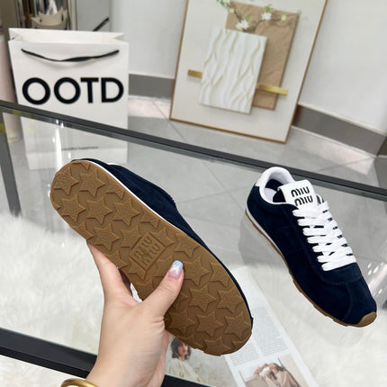 MIUMIU 26S SNEAKERS IN BLUE BLACK SUEDE
