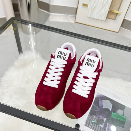 MIUMIU 26S SNEAKERS IN WINE RED SUEDE
