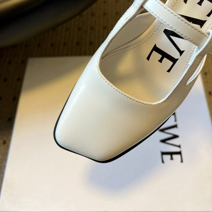 LOEWE 26S ONDA MULE 45MM IN WHITE GLOSSY CALFSKIN