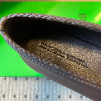 BOTTEGA VENETA 26S ESPADRILLE BALLET FLATS IN DARK BROWN LAMBSKIN