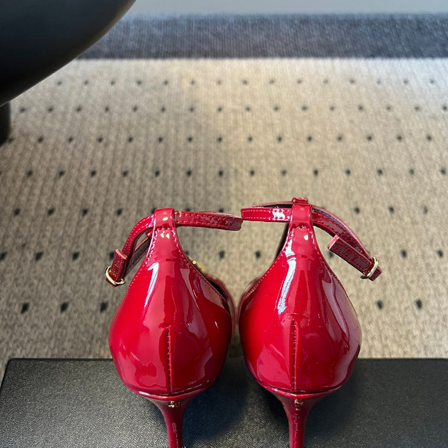 CHLOE 26S HIGH HEELS IN DARK RED PATENT CALFSKIN