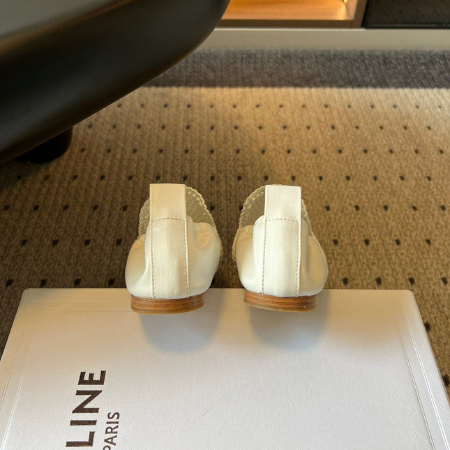 CELINE 26S LOAFERS IN WHITE WOVEN LAMBSKIN