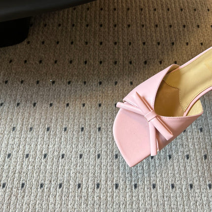 DIOR 26S OBLIQUE BOW MULE IN LIGHT PINK CALFSKIN