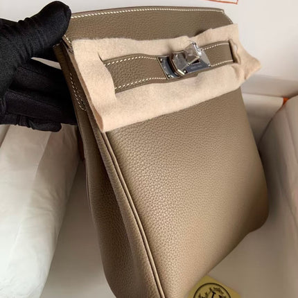 HAC À DOS PM BACKPACK IN BROWN TOGO CALFSKIN
