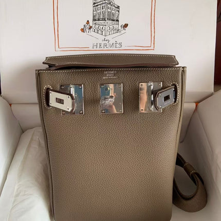 HAC À DOS PM BACKPACK IN BROWN TOGO CALFSKIN