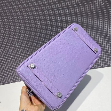 HM BIRKIN 30CM PURPLE OSTRICH LEATHER SILVER HARDWARE