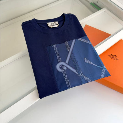 HM T-SHIRT NAVY BLUE SILK 238576