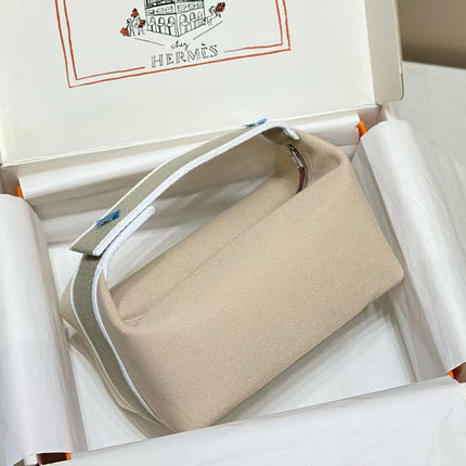 HM TOP HANDLE BAG 25 IN LIGHT BROWN MIX GREY CALFSKIN