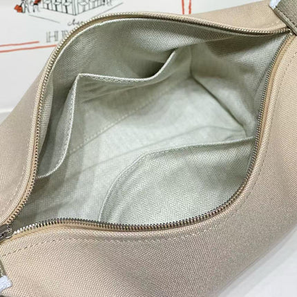 HM TOP HANDLE BAG 25 IN LIGHT BROWN MIX GREY CALFSKIN
