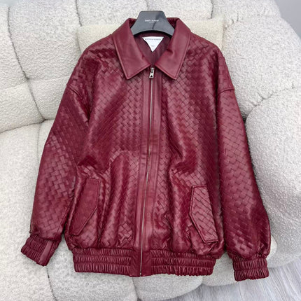 BOTTEGA VENETA JACKET IN BURGUNDY RED LEATHER