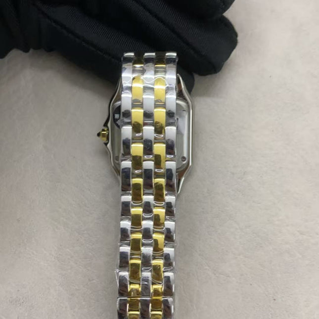 PANTHERE CARTIER WATCH GOLD AND SILVER CASE WITH CRYSTALS
