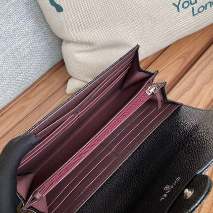 CHANEL CLASSIC FLAP LONG WALLET 19 IN BLACK CALFSKIN