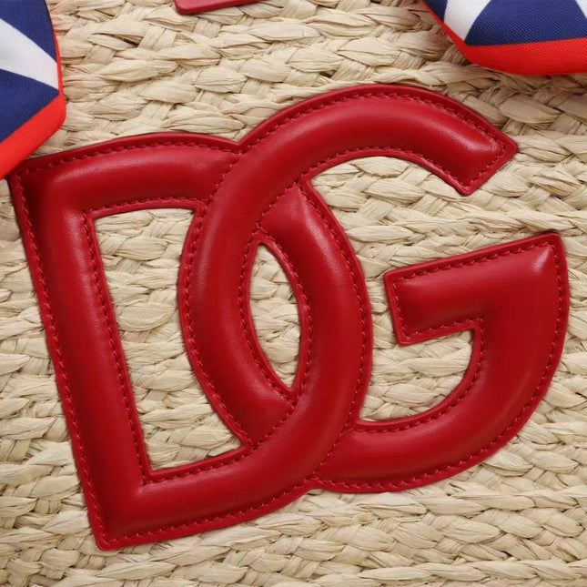 D&G HANDBAG 35 IN BEIGE MIX RED RAFFIA