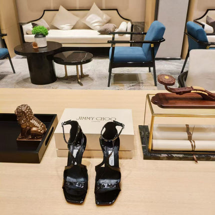 JIMMY CHOO AZIA HIGH HEELS IN BLACK CALFSKIN