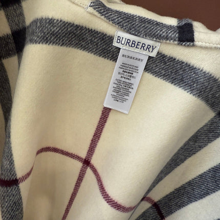 BURBERRY 26S DOUBLE-FACED REVERSIBLE CHECK HOODED CAPE IN BEIGE