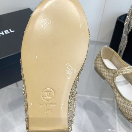 CHANEL 26S MARY JANE IN GOLD SEQUIN