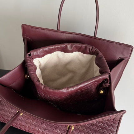 BOTTEGA BARBARA TOTE BAG IN BURGUNDY RED WOVEN LEATHER