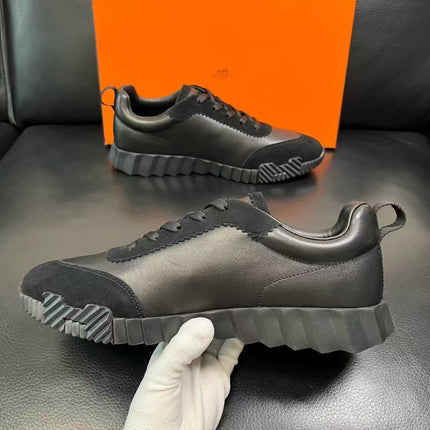 HERMES 26S TRAIL SNEAKER IN BLACK CALFSKIN LEATHER