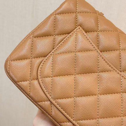 CHANEL 25S FLAP BAG 20 CM IN LIGHT BROWN CAVIAR GOLD HARDWARE 25626