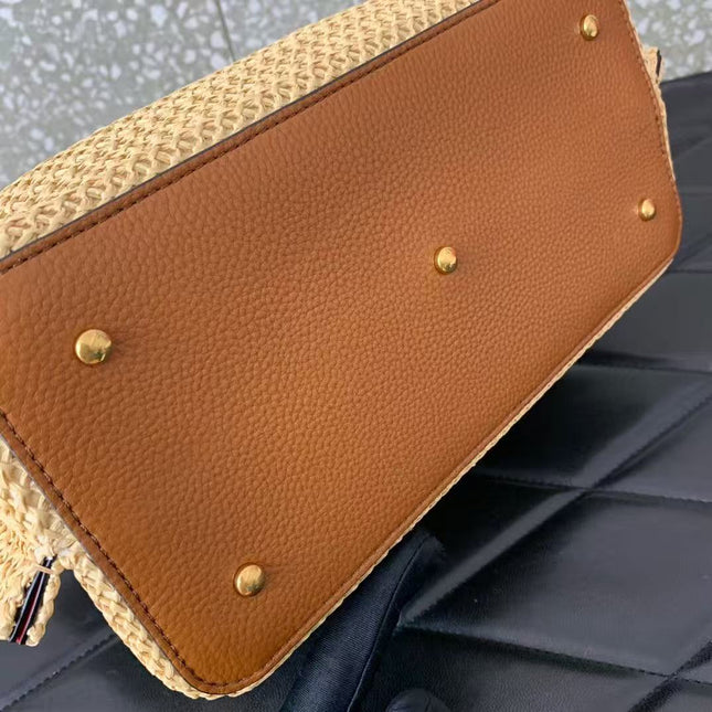 GARAVANI ROCKSTUD VLOGO TOTE 35 IN RAFFIA