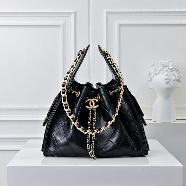 CHANEL 26S HOBO BAG 30 IN BLACK CAVIAR CALFSKIN GOLD HARDWARE PREMIUM VERSION