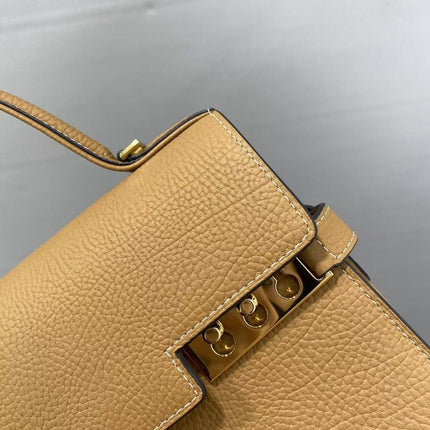 DELVAUX TOP HANDLE BAG 27 IN BROWN CALFSKIN TP3