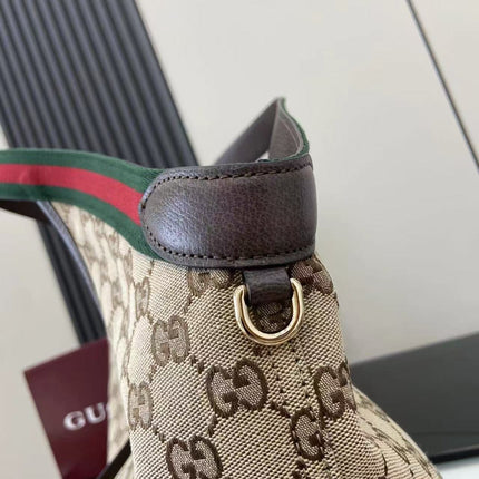 GUCCI GIGLIO TOTE BAG 60 IN BEIGE AND GREEN CANVAS