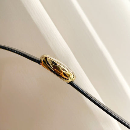 BAIGNOIRE WATCH GOLD OVAL CASE 18MM WHITE DIAL WITH BLACK STRAP