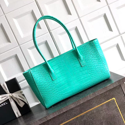 CHANEL SHOPPING BAG 35 IN OPALITE CROCODILE EMBOSSED CALFSKIN GOLD HARDWARE