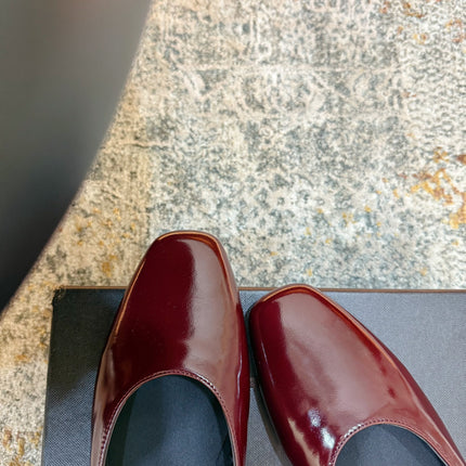 YSL 26S FLAT MULES IN DARK RED CALFSKIN