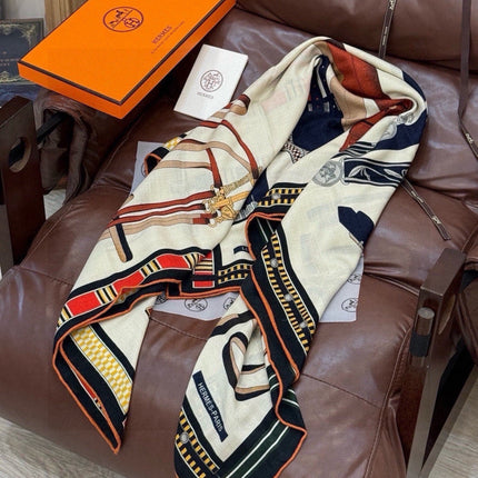 HERMES 26S PRINTED SQUARE SCARF 140 IN SILK 311927