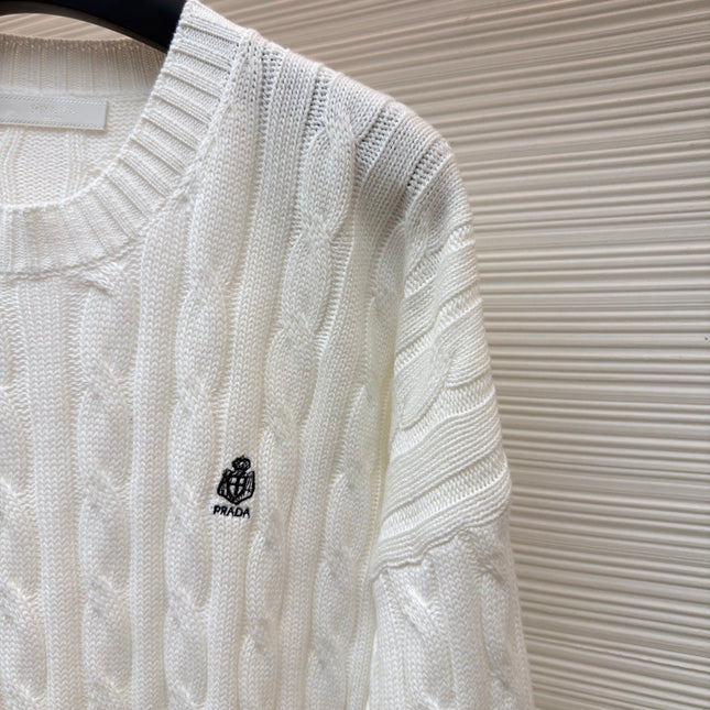 PRADA 26S CABLE-KNIT CREWNECK SWEATER 1091