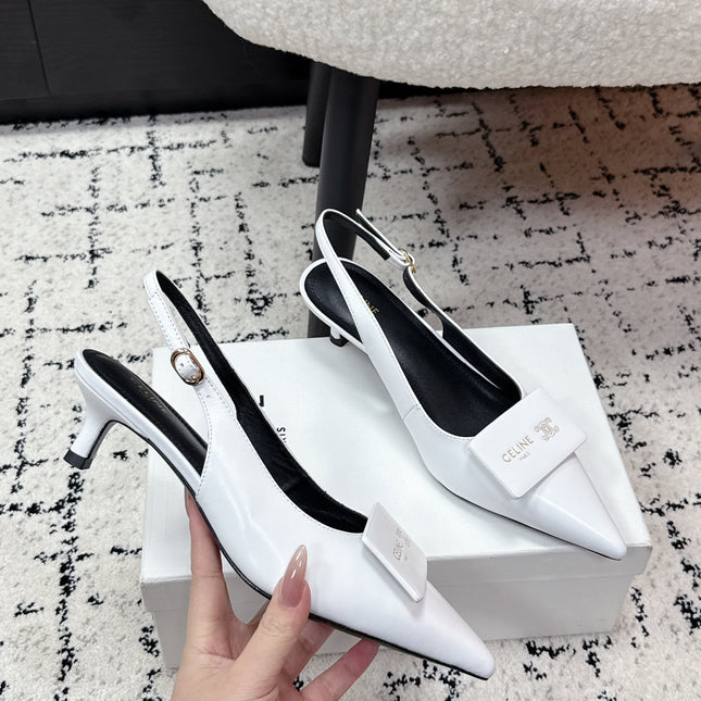 CELINE 26S HIGH-HEEL SLINGBACK 35 MM IN WHITE CALFSKIN
