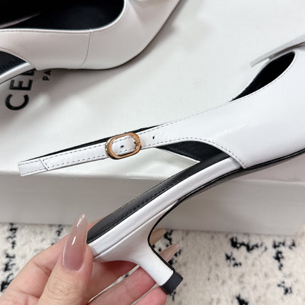 CELINE 26S HIGH-HEEL SLINGBACK 35 MM IN WHITE CALFSKIN