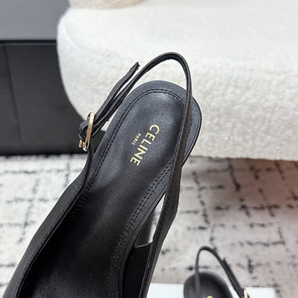 CELINE 26S HIGH-HEEL SLINGBACK 35 MM IN BLACK CALFSKIN