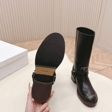 CHLOÉ 26S BOOTS 45 MM IN BLACK CALFSKIN