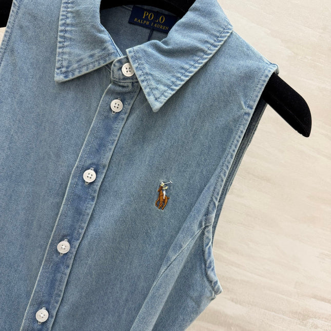 RALPH LAUREN 26S SLEEVELESS DENIM SHIRT DRESS 306