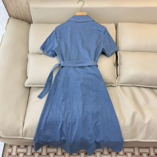 CELINE 26S LONG SHORT SLEEVE DENIM DRESS 366